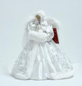 GENMOUS Angel Christmas Tree Topper, 12Inch Silver Angel Treetop, Angel Figurine with White Hat Christmas Tree Top, Christmas Tree Decorations for Home