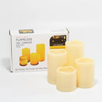 CANDLE CHOICE Outdoor Battery Operated Flameless Candles with Remote & Timer Waterproof Plastic Realistic Flickering Fake Electric LED Pillars for Lantern Garden Wedding Christmas Decorations 4 Pack