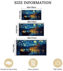 Wall Art Canvas Print Starry Night Over the Rhone by Van Gogh 24 x 48 inches Framed Home Artwork Decor Canvas Art Painting Living Room for Bedroom Office Wall Décor