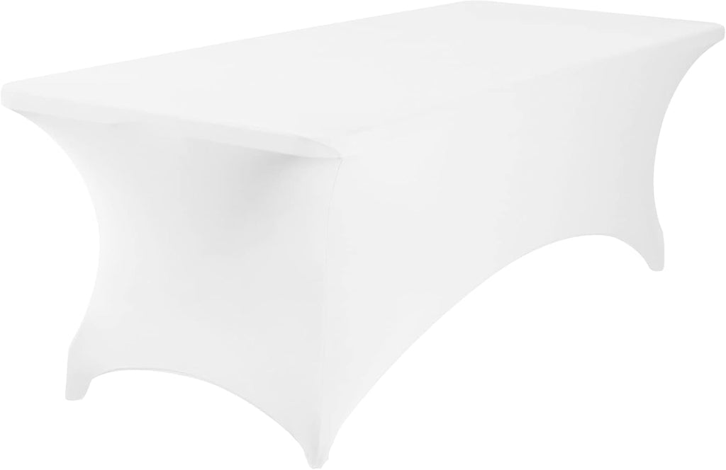 4Pack Spandex Waterproof Table Covers 8ft，Spandex 8ft Waterproof Table Cover for Party,Wedding, Banquet, and Events(White)