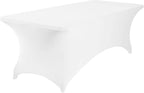 4Pack Spandex Waterproof Table Covers 8ft，Spandex 8ft Waterproof Table Cover for Party,Wedding, Banquet, and Events(White)