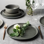 AmorArc Ceramic Dinnerware Sets, Wavy Rim Stoneware Plates and Bowls Sets, Highly Chip and Crack Resistant | Dishwasher & Microwave & Oven Safe Dishes set, Service for 6 (18pc)