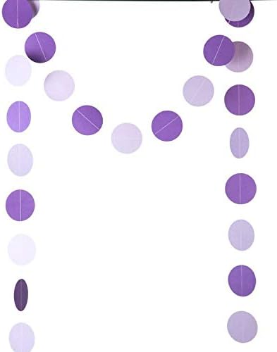 Purple Lavender Paper Garland Circle Dots Party Garland Streamer Backdrop Hanging Decorations, 2.5" in Diameter, 20 Feet in Total