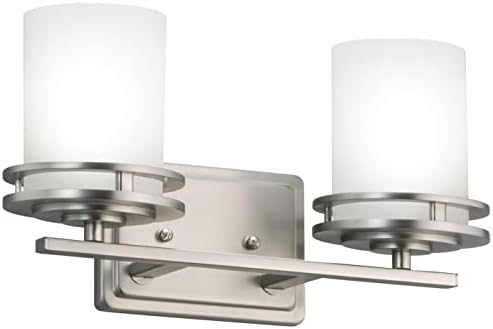 Kichler Hendrik 14.5" 2 Light Vanity Light with Satin Etched Cased Opal Glass Brushed Nickel