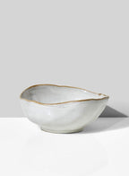 Serene Spaces Living Large Free-Form Edge Glazed Ceramic Bowl, Set of 4, Centerpiece for Vintage Weddings, Events, Measures 6" Long, 5.5" Wide, 2.75" Tall
