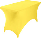 4Pack Spandex Waterproof Table Covers 4ft，Spandex 4ft Waterproof Table Cover for Party,Wedding, Banquet, and Events(Yellow)