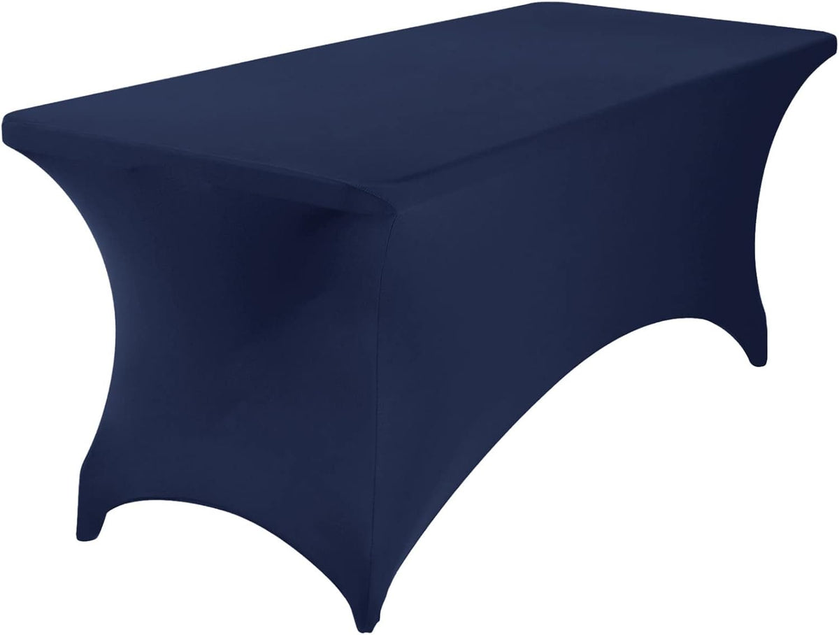2Pack Spandex Waterproof Table Covers 6ft，Spandex 6ft Waterproof Table Cover for Party,Wedding, Banquet, and Events(Navy)
