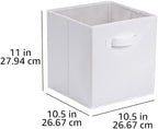 Amazon Basics Collapsible Fabric Storage Cubes Organizer with Handles, Sturdy, White, 10.5-x-10.5-x-11-inch, Pack of 6