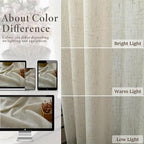 Pitalk Living Room Curtains 105 Inch Length 2 Panels Set Back Tab Beige Linen - Image 4