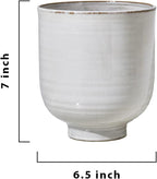 Serene Spaces Living Large Glazed Ceramic Pedestal Bowl- Centerpiece for Vintage Weddings, Events, Measures 7" Tall and 6.5" Diameter
