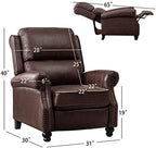 CANMOV Pushback Recliner Chair Set of 2，Leather Armchair Push Back Recliner with Rivet Decoration Single Sofa Accent Chair for Living Room, Reddish Brown
