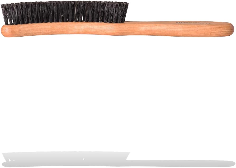 Valentino Garemi Traditional Hat Cleaning Brush | Remove Dust, Dry Stains, Rain Spots, Sweat Marks, Pet or Human Hair | Genuine Boar Hair Made in Germany (Black Bristles)