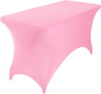 2Pack Spandex Waterproof Table Covers 4ft，Spandex 4ft Waterproof Table Cover for Party,Wedding, Banquet, and Events(Pink)
