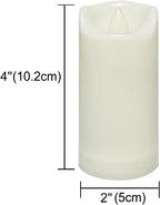CANDLE CHOICE Waterproof Outdoor Battery Operated Flameless Candles with Auto Timer Flickering Plastic Resin Electric LED Slim Pillar Lights for Lantern Patio Garden Wedding Decorations 2”x4” 2 Pack