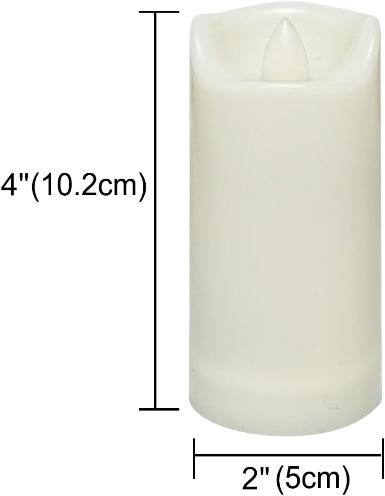 CANDLE CHOICE Waterproof Outdoor Battery Operated Flameless Candles with Auto Timer Flickering Plastic Resin Electric LED Slim Pillar Lights for Lantern Patio Garden Wedding Decorations 2”x4” 2 Pack