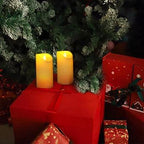 CANDLE CHOICE Outdoor Battery Operated Flameless Candles with Remote Timer Waterproof Flickering Plastic Electric LED Pillar Lights for Lantern Patio Garden Wedding Party Decorations 3x6 Inches 2 PCS