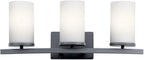 Kichler Crosby 23" Vanity Light in Chrome, 3-Light Contemporary Bathroom Light with Satin Etched Cased Opal Glass, (23" L x 8.75" H), 45497CH