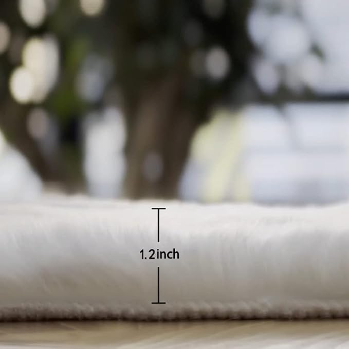 ORINOVA White Faux Rabbit Fluffy Fur Rugs - Image 3