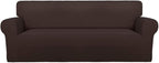 PureFit Stretch Oversized Couch Covers Fleece Sofa Slipcovers Chocolate | by PureFit