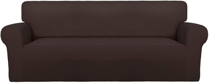 PureFit Stretch Oversized Couch Covers Fleece Sofa Slipcovers Chocolate | by PureFit