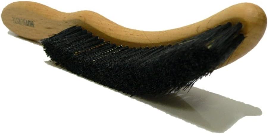 Valentino Garemi Traditional Hat Cleaning Brush | Remove Dust, Dry Stains, Rain Spots, Sweat Marks, Pet or Human Hair | Genuine Boar Hair Made in Germany (Black Bristles)