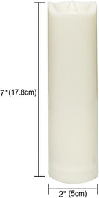 CANDLE CHOICE Waterproof Outdoor Battery Operated Flameless Candles with Auto Timer Flickering Plastic Resin Electric LED Slim Pillar Lights for Lantern Patio Garden Wedding Decorations 2”x7” 2 Pack