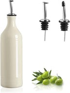 Sweejar Large Ceramic Olive Oil Dispenser Bottle, Opaque Oil Cruet Protects Oil to Reduce Oxidation, Storage Oil, Vinegar, Soy Sauce & Other Liquids, Pack of 1, 24 Fl Oz (Beige)