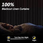 Yellow 100% Blackout Linen Curtains 96 Inch Length 2 Panels Set - Image 2