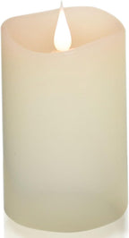 Flickering Flameless Candle, Real Wax LED Pillar Candle with 3D Moving Flame, Battery Operated, Built-in Timer, Ivory, Unscented, Safe for Home Décor, and Holidays 3" x 5.12"