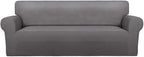 PureFit Stretch Oversized Couch Covers Fleece Sofa Slipcovers Light Gray | by PureFit