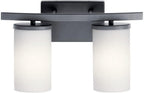 KICHLER Crosby 15" 2 Light Vanity Light Satin Etched Cased Opal Chrome