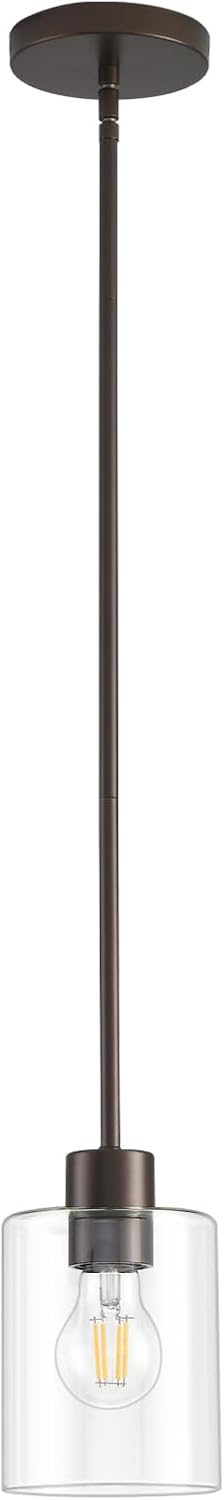 Oil Rubbed Bronze Pendant Lights Kitchen Island - Clear Glass Pendant Light Fixture Multiple Stems Rods 3 Units 12 Inch 3 Units 4 Inch (1 Pack Oil Rubbed Bronze Downrod)