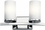 KICHLER Crosby 15" 2 Light Vanity Light Satin Etched Cased Opal Chrome
