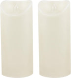 Waterproof Outdoor Battery Operated Flameless Candles with Auto Timer Flickering Plastic Resin Electric LED Pillar Lights for Lantern Patio Garden Wedding Party Decorations 3x7 Inches Ivory 2 Pack