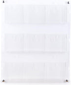 Displays2go 3-Tiered Clear Acrylic Magazine Rack, Adjustable, 9-18 Pockets - Clear (2RP9CLR)