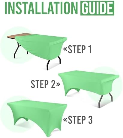 Utopia Kitchen 6FT Spandex Tablecloth [1 Pack, Bright Green] 200 GSM Stretch, Fitted, Washable and Wrinkle Resistant Table Cloth Rectangle Cover for Trade Shows, Wedding, Parties [72Lx30Wx30H Inch]