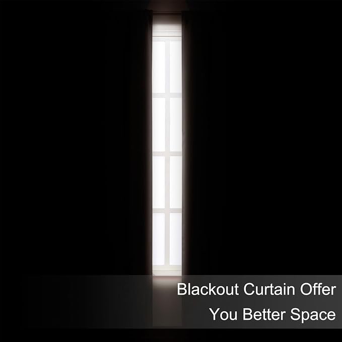 Blackout Curtains 66 x 72 Inch Long Brown Curtains Set of 2 Panels Room - Image 3