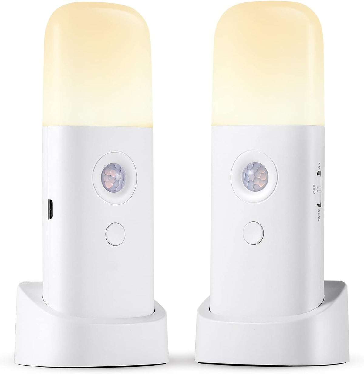 Rechargeable Motion Sensor Night Light, Battery Operated nightlights, Dimmable Motion Sensor Light Indoor, Cordless Motion Activated Night Lights for Adults, Bathroom, Bedroom, Hallway(2Pack)
