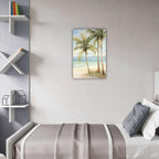 LURENCZH Tropical Beach Canvas Wall Art Seaside Palm Tree Picture Wall Decor Ocean Scenery Painting Prints for Bathroom Decor Framed(Beach-3,12.00" x 18.00")