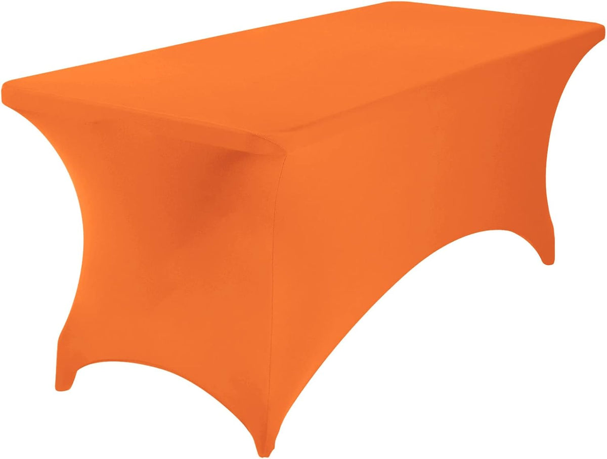 2Pack Spandex Waterproof Table Covers 6ft，Spandex 6ft Waterproof Table Cover for Party,Wedding, Banquet, and Events(Orange)