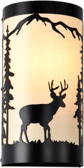 Wall Light Fixtures,Deer Cream White Parchment Rustic Wall Sconces,Farmhouse E26 Base Wall Sconce Light,Industrial Metal Black Sconce,Wall Lamps for Bedroom,Living Room,Hallway,Stairway