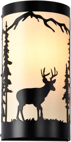 Wall Light Fixtures,Deer Cream White Parchment Rustic Wall Sconces,Farmhouse E26 Base Wall Sconce Light,Industrial Metal Black Sconce,Wall Lamps for Bedroom,Living Room,Hallway,Stairway