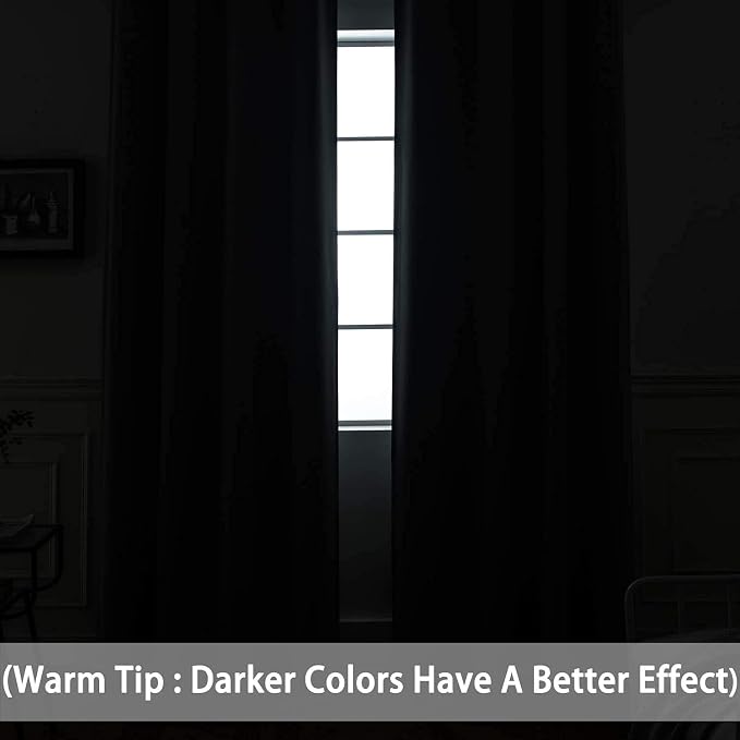Yakamok Room Darkening Curtains 42x84 inch Length Black-Living Room | 2 panels - Image 3
