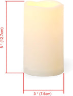 Waterproof Outdoor Battery Operated Flameless LED Pillar Candle with Timer Flickering Plastic Resin Electric Decorative Night Light Lantern Patio Garden Home Decor Party Wedding Decorations D3 xH5