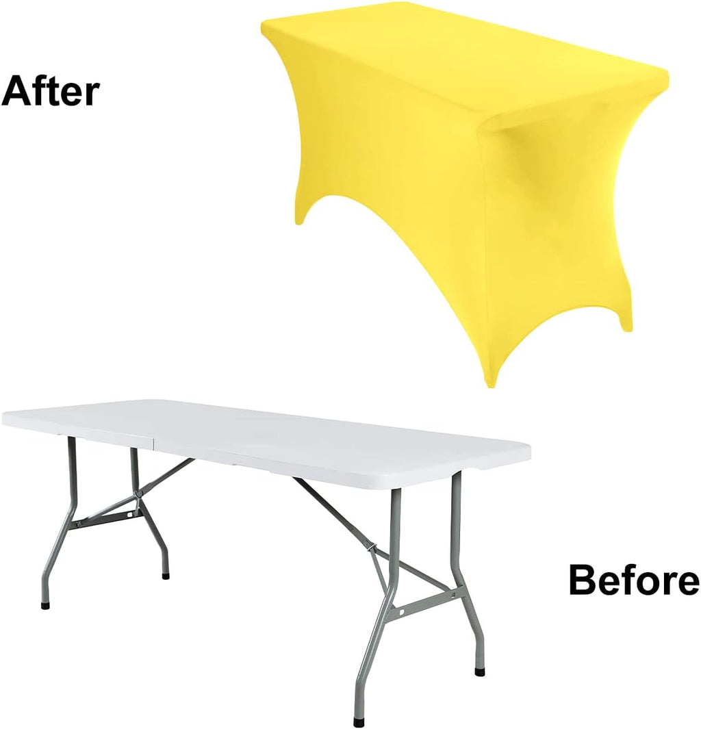 4Pack Spandex Waterproof Table Covers 4ft，Spandex 4ft Waterproof Table Cover for Party,Wedding, Banquet, and Events(Yellow)