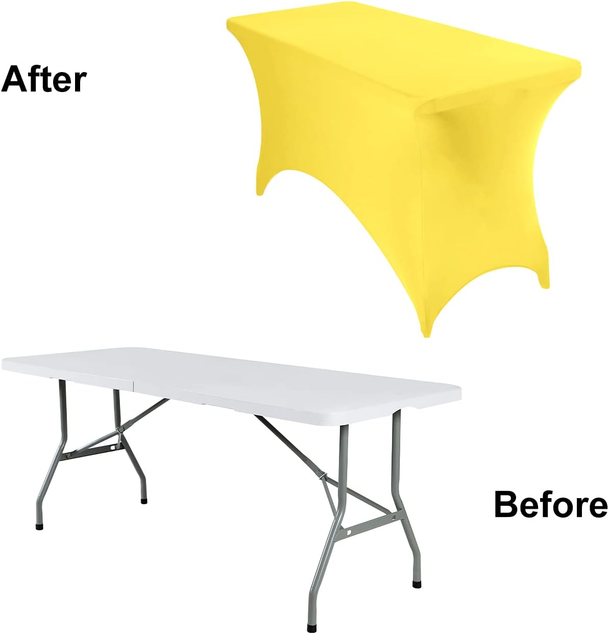 4Pack Spandex Waterproof Table Covers 4ft，Spandex 4ft Waterproof Table Cover for Party,Wedding, Banquet, and Events(Yellow)