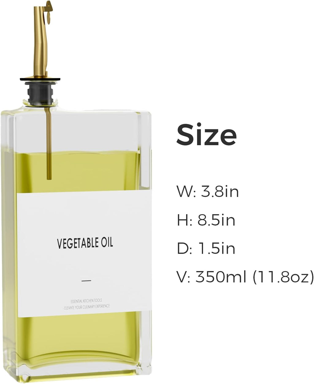 Olive Oil Dispenser For Kitchen, Glass Oil Bottle 350ML Oil And Vinegar Dispenser Set Of 4 with 4 Stainless Steel Pourers & 88 Labels, Soy Sauce Dispenser, Coffee Syrup Bottles
