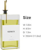 Olive Oil Dispenser For Kitchen, Glass Oil Bottle 350ML Oil And Vinegar Dispenser Set Of 4 with 4 Stainless Steel Pourers & 88 Labels, Soy Sauce Dispenser, Coffee Syrup Bottles