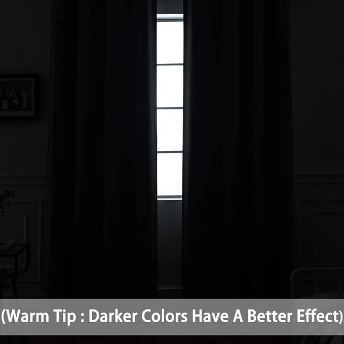 Yakamok Room Darkening Curtains 70x84 inch Length Black-Living Room | 2 panels - Image 2