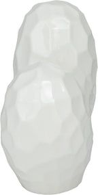 Deco 79 Porcelain Ceramic Heart Decorative Sculpture Dimensional Angled Origami Inspired Home Decor Statue, Accent Figurine 12" x 6" x 11", White